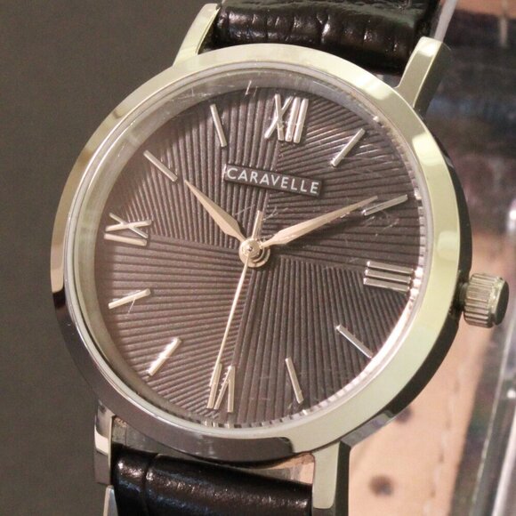 Caravelle Ladies Quartz Dress Watch By Bulova Black Textured Dial, Strap 28mm - Picture 10 of 12